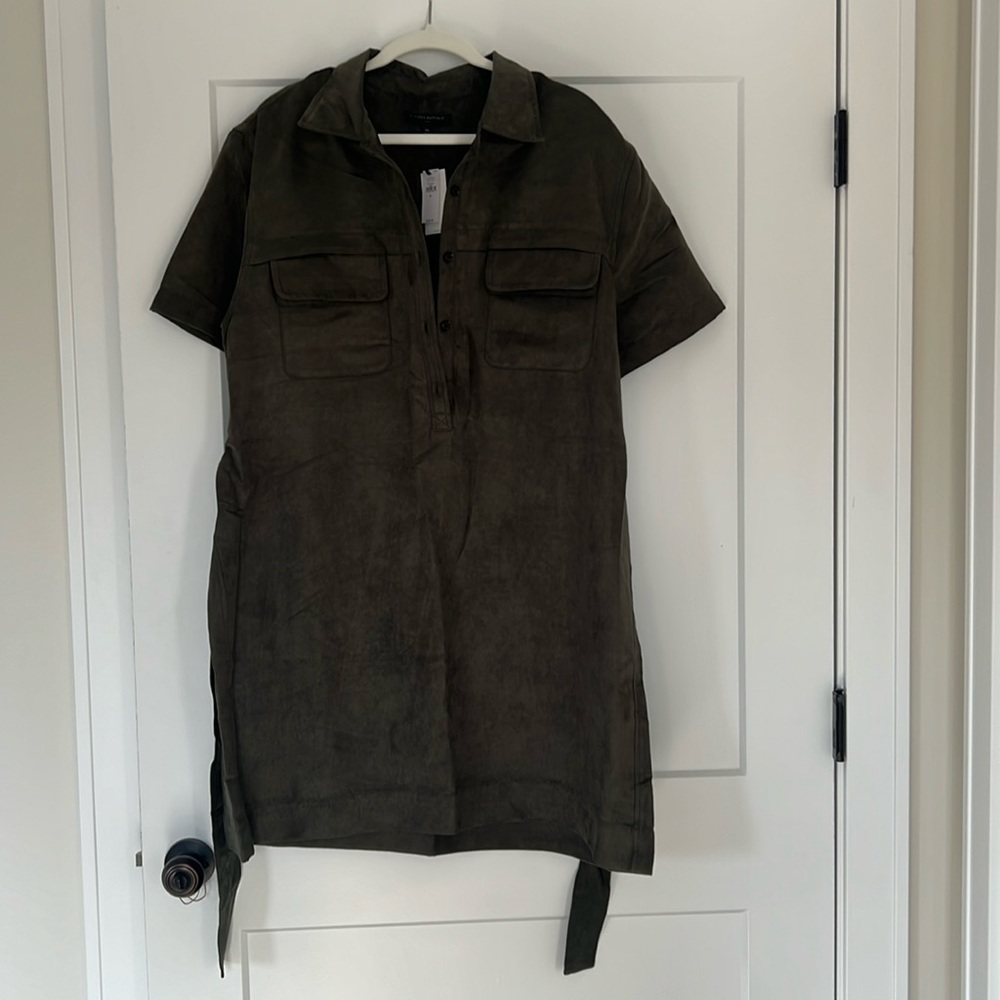 NWT Banana Republic suede green tie dress - Picture 2 of 5